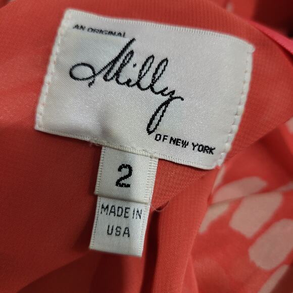 Milly Handkerchief Hem Top Orange Coral Silk Tank Swing Racerback Chiffon 2 - Picture 7 of 13